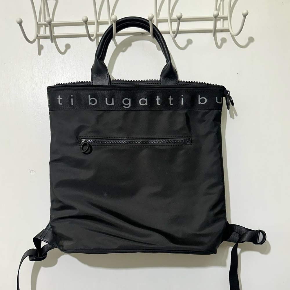 Bugatti Backpack Handbag Black Satin. Used one time. Non Smoker